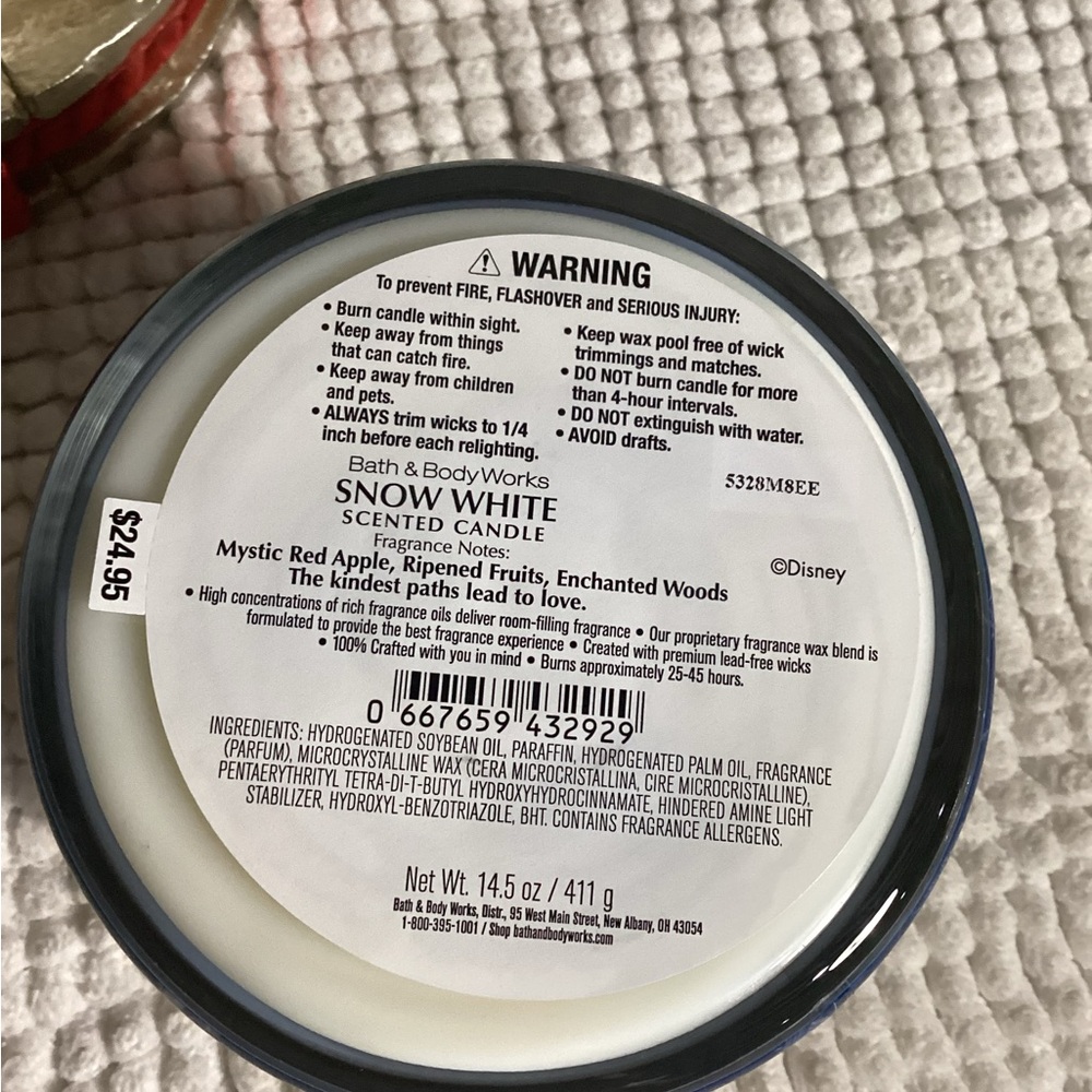 Bath & Body Disney 2025 Princess Snow White 3 Wick Candle AND Wish Well Holder - Picture 9 of 11
